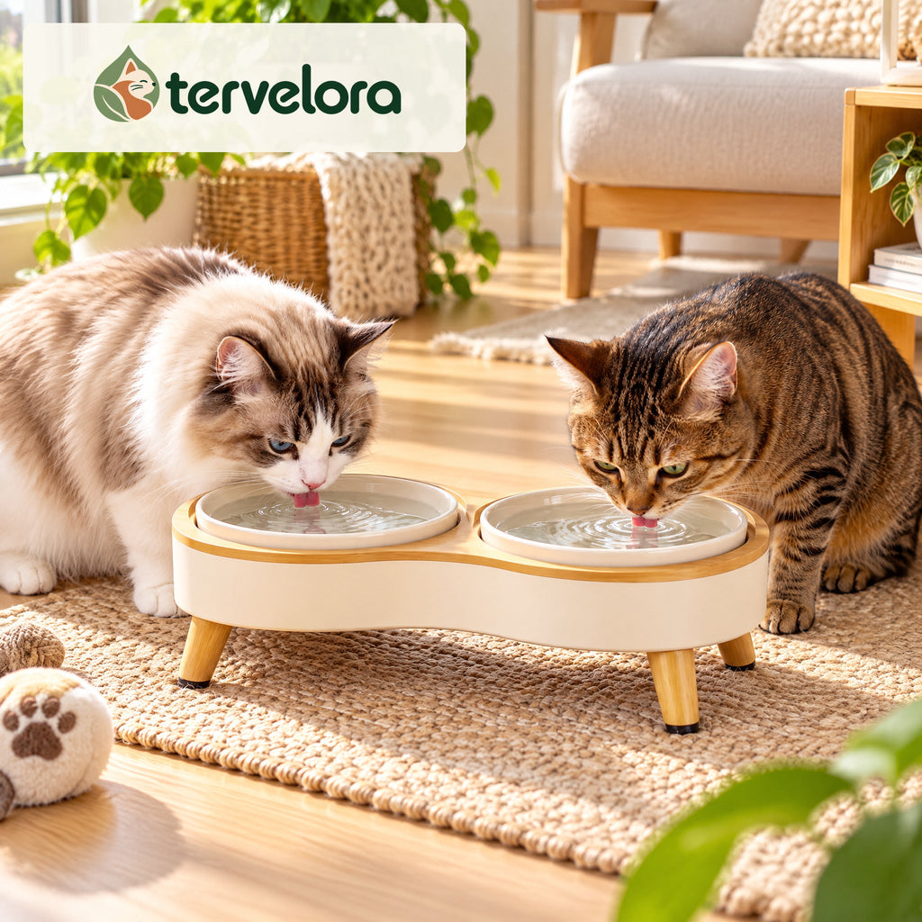 tervelora™ Double Cat Water Bowl Stand – image 1