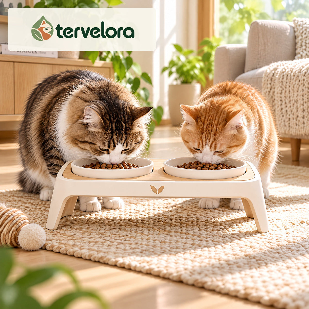 tervelora™ Double Elevated Cat Feeding Stand – image 2