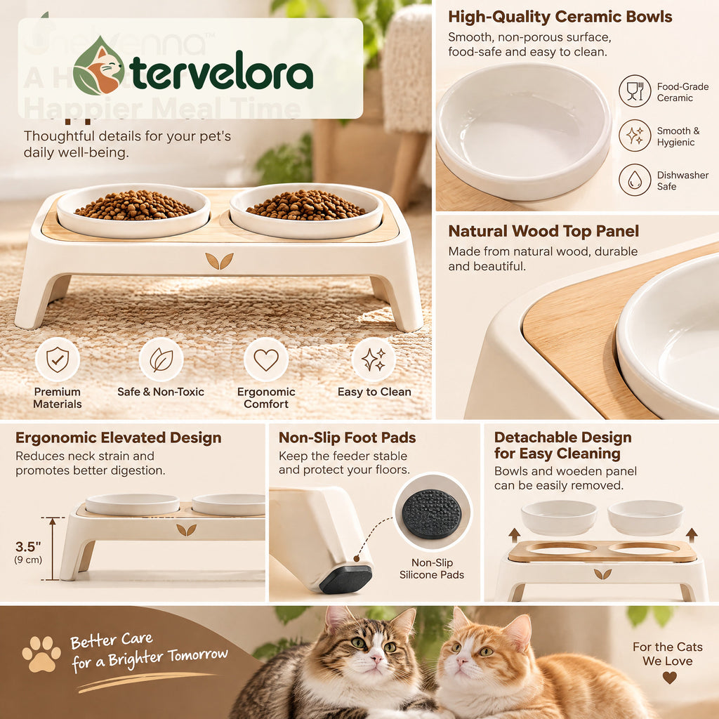 tervelora™ Double Elevated Cat Feeding Stand – image 4