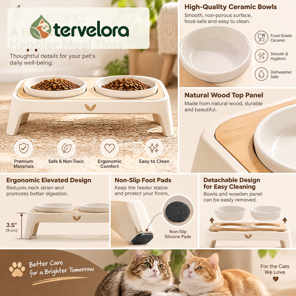 tervelora™ Double Elevated Cat Feeding Stand – image 4