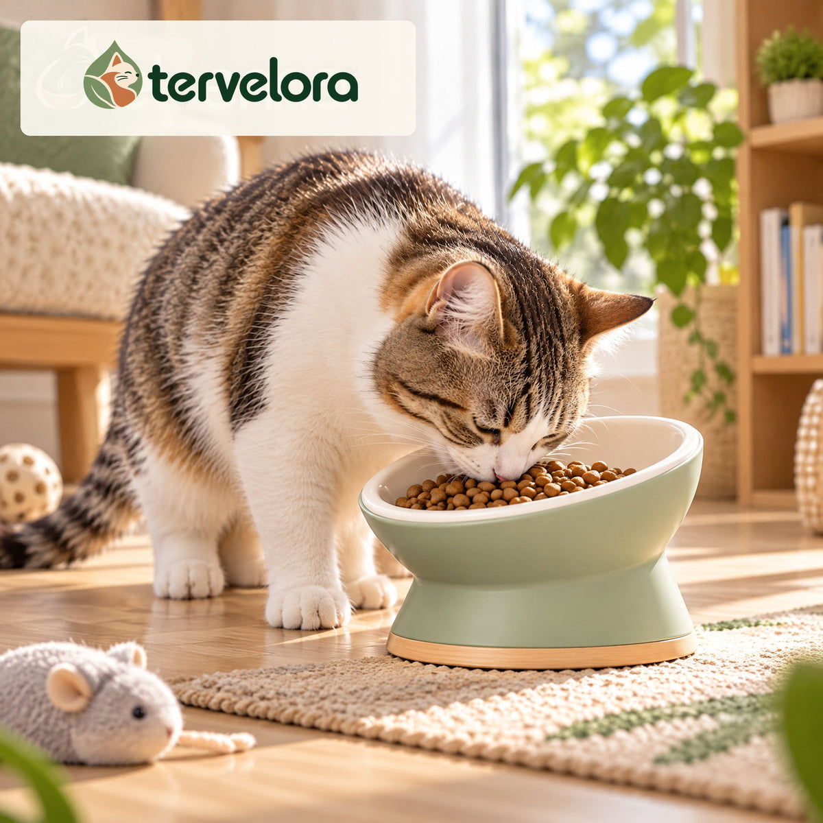 tervelora™ Tilted Cat Food Bowl – image 1