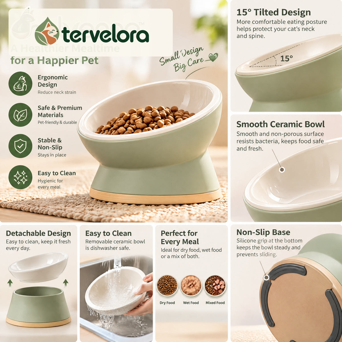 tervelora™ Tilted Cat Food Bowl – image 3