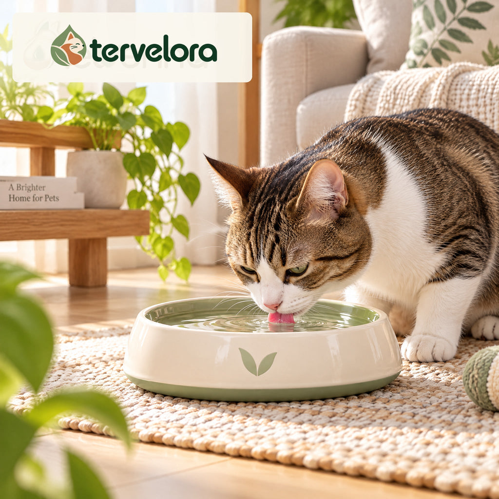 tervelora™ Wide Shallow Cat Water Bowl – image 1